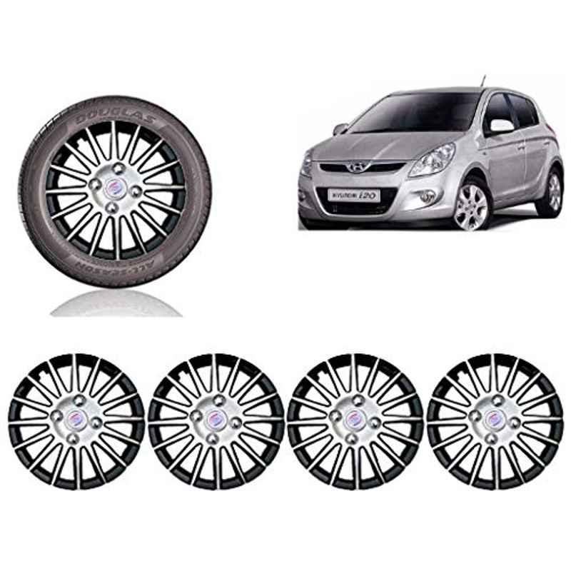 Auto Pearl 4 Pcs 14 inch ABS Black & SIlver Car Wheel Cover Set for Hyundai i20 Type1