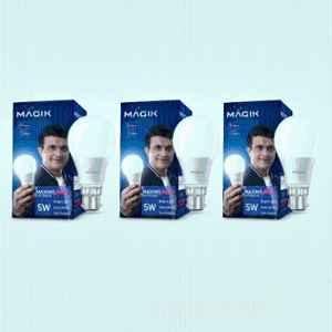 Magik Maximo Plus 5W 6500K B22 Cool White LED Bulb (Pack of 3), LUMAP005C4131E3
