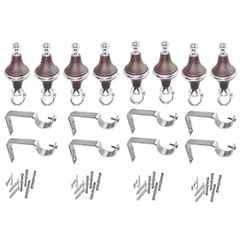 Ojass 10x5cm Plastic & Stainless Steel Brown Curtain Bracket with Support Clamp, GB08BROWN (Pack of 8)