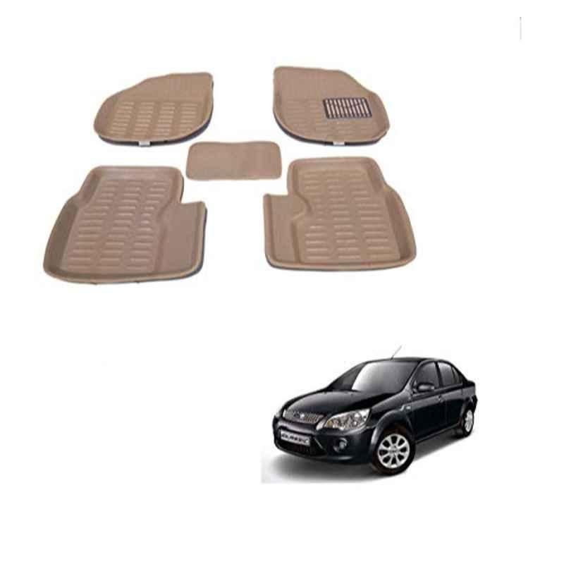 Kozdiko Thermoplastic Elastomer Beige 3D Car Floor Mat Set for Ford Fiesta Classic