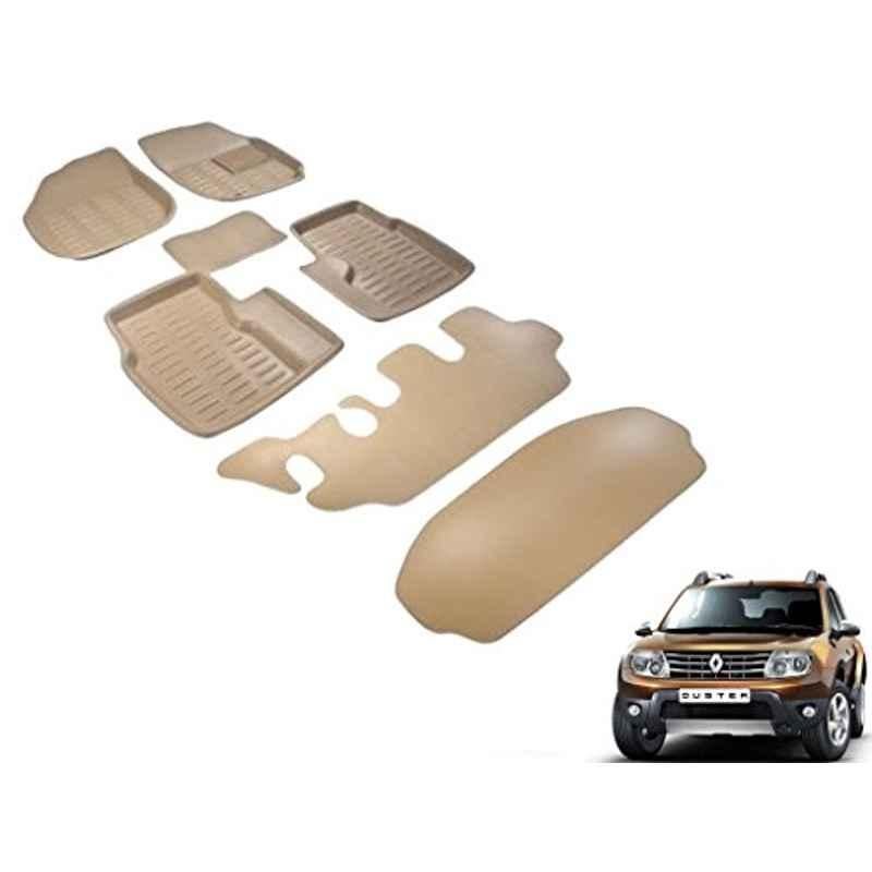 Kozdiko 7 Pcs 3D Beige Car Floor Mat Set for Renault Duster, koz_23665
