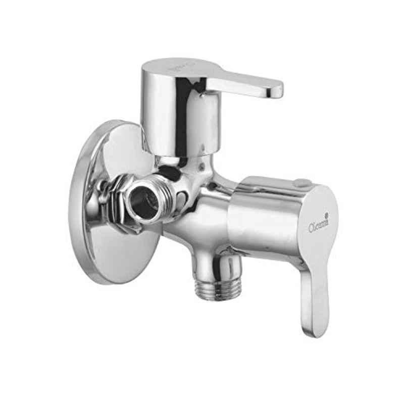Oleanna OE-15A2IN1AV Orange Brass Silver Chrome Finish 2 in 1 Angle Valve with Wall Flange