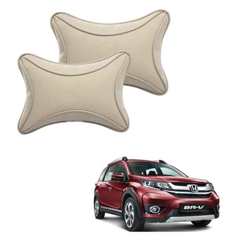 Kozdiko 2 Pcs Memory Foam & Polyester Beige Dots Car Neck Rest Pillow Set for Honda Brv, XNVJVHGJFH58