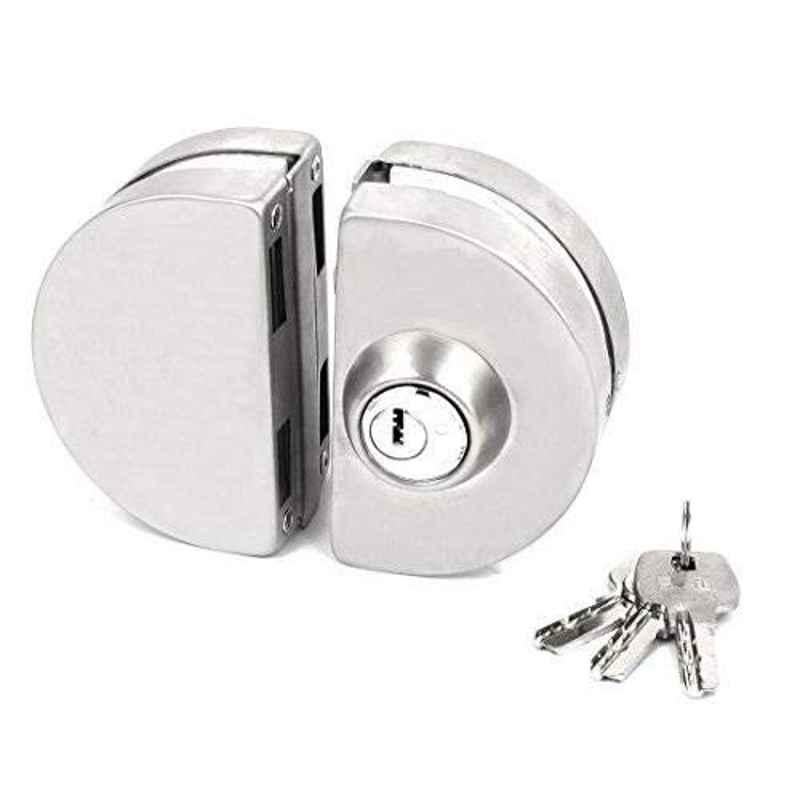 Semi Circle Glass Door Lock With 3 Brass Wave Keys