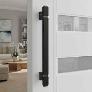 Plantex 12 inch Main Door Handle/Aluminium Handle for Door/Black Pull-Push Handle for Home/Office/3 Years Warranty (APS-613, Black & Rose Gold)