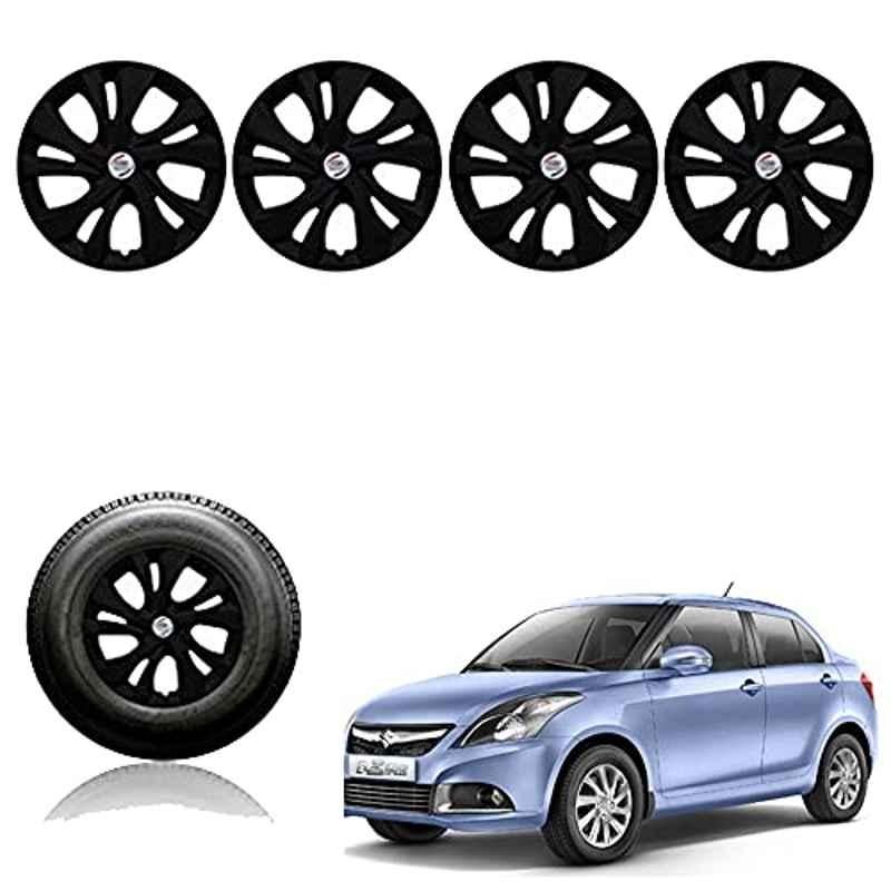 Auto Pearl 4 Pcs 14 inch Plastic Black Press Fitting Wheel Cover Set for Maruti Suzuki Swift Dzire T-3