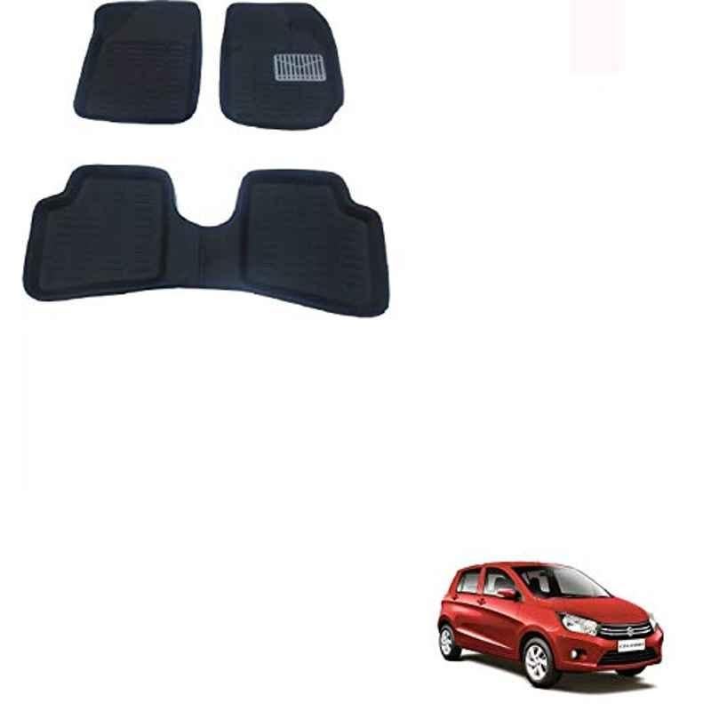 Kozdiko 3 Pcs 3D Black Car Foot Mat Set for Maruti Suzuki Celerio, koz_68033