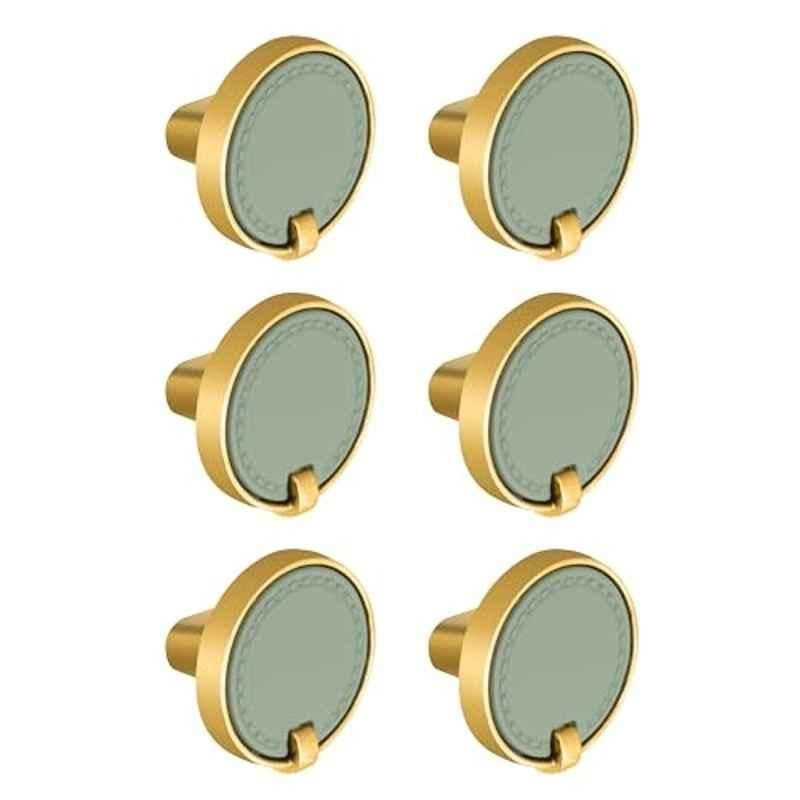 Plantex Knobs for Drawers/Drawer Knobs/Round Knob for Cabinets/Pull-Push Knob for Kitchen/Bedroom/Drawer (Pack of 6) Gold & Green