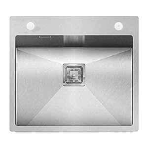 Happy Homes 24x18x10 inch Handmade Matt Finish Stainless Steel Single Bowl Kitchen Sink with Tap Hole, HH-06