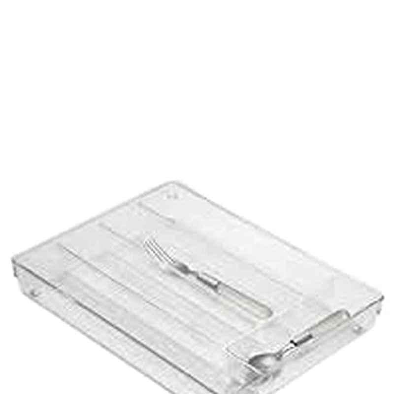 iDesign Linus 5 Compartments Plastic Clear Cutlery Tray, 111077