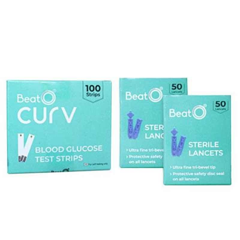 BeatO Curv 100 Blood Glucose Test Strips & 100 Lancets