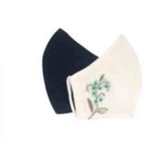 Ivillage 2 Pcs Large Cotton Off White & Blue Organic 3 Layer Face Mask Set, Mask07L_Set2 (Pack of 1000)