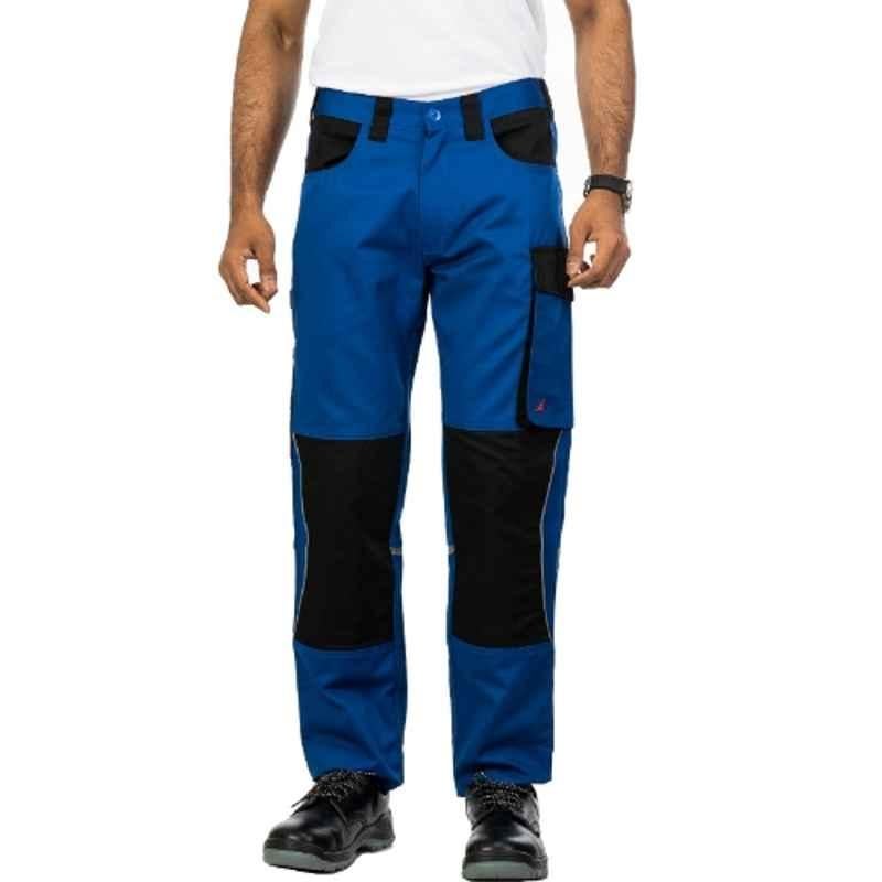 Atacama Colorado Poly Cotton Blend Twill Royal Blue & Black Industrial Work Trouser with Reflective Strip, AWT003RB, Size: 32