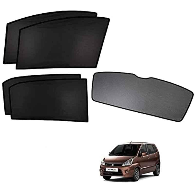 Kozdiko 5 Pcs Polyester Black Non Magnetic Window & Rear Sun Shades Set for Maruti Suzuki Zen Estilo