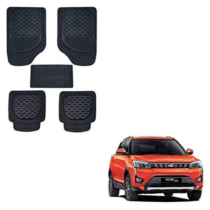 Kozdiko 6255 5 Pcs Rubber & PVC Black Heavy Car Foot Mat Set for Mahindra XUV 300