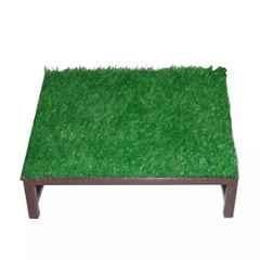 Sanushaa S-142 Dark Brown 42x33x7.4 cm Metal Foot Rest Stool With Removable Plastic Grass Top Sheet