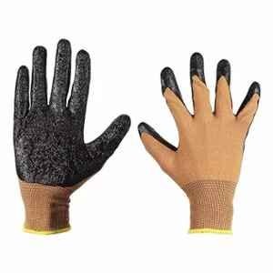 Brala Polyester & Cotton Brown & Black Palm Coated Cut Resistant Safety Hand Gloves, Size: Free (Pack of 100)