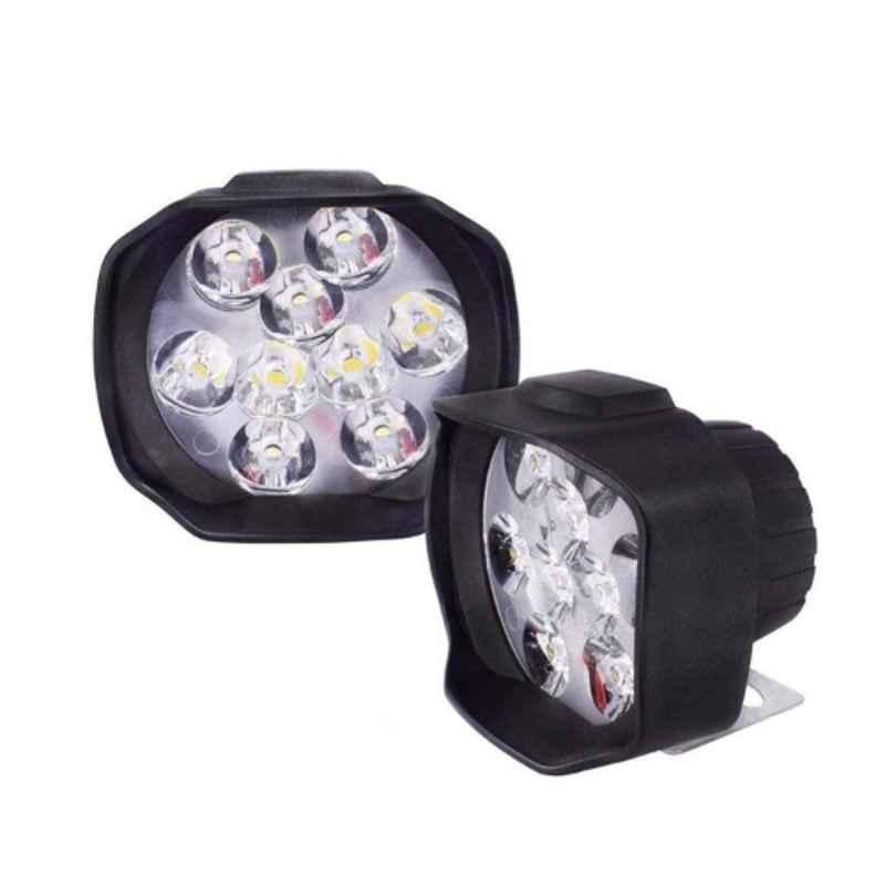 AllExtreme EXL5FWS 2 Pcs 9 LED 15W White LED Fog Light Set with Handlebar Switch for Bikes