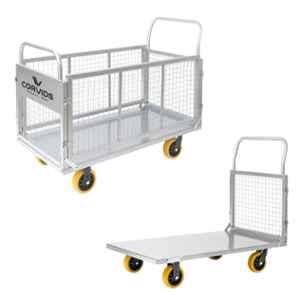 Corvids 200kg Iron Cage Heavy Duty Platform Trolley with 6 inch TPR Wheels & Dual Handles