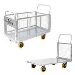 Corvids 200kg Iron Cage Heavy Duty Platform Trolley with 6 inch TPR Wheels & Dual Handles