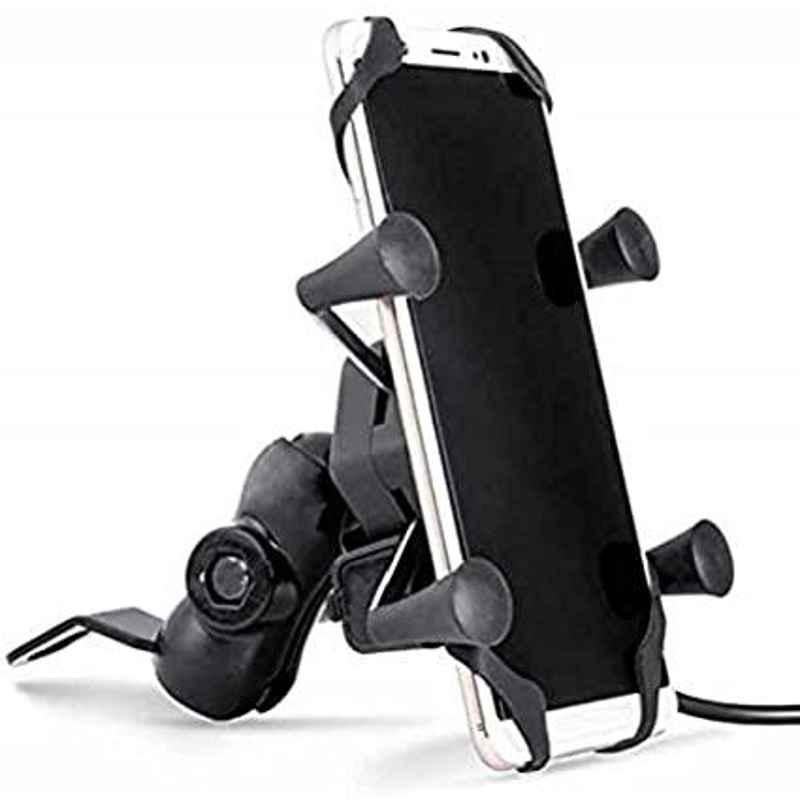 Meenu Arts X-Grip Bike Mobile Charger &a; Phone Holder for TVS Flame SR 125(Balck)-picture-37