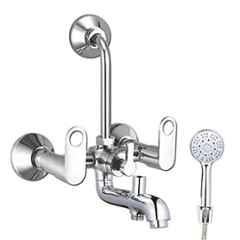 IRIS Geo Brass 3-in-1 Wall Mixer with Crutch & Multi Flow Hand Shower with 1.5m Flexible Tube