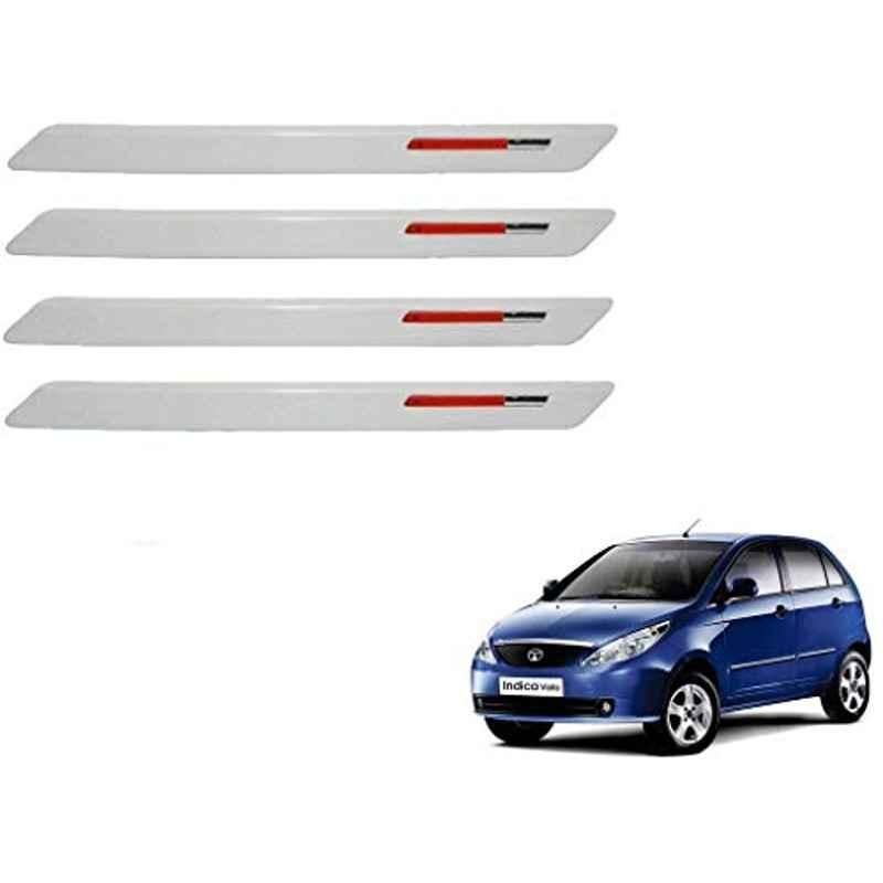 Kozdiko 4 Pcs White & Red Designer Car Bumper Protector Set for Tata Indica Vista, KOZ-65488