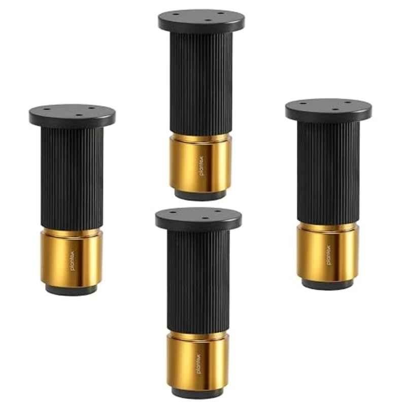 Plantex 4 inch Aluminium Black & Gold Sofa Legs with Rubber Grip, DTS-77 (Pack of 4)