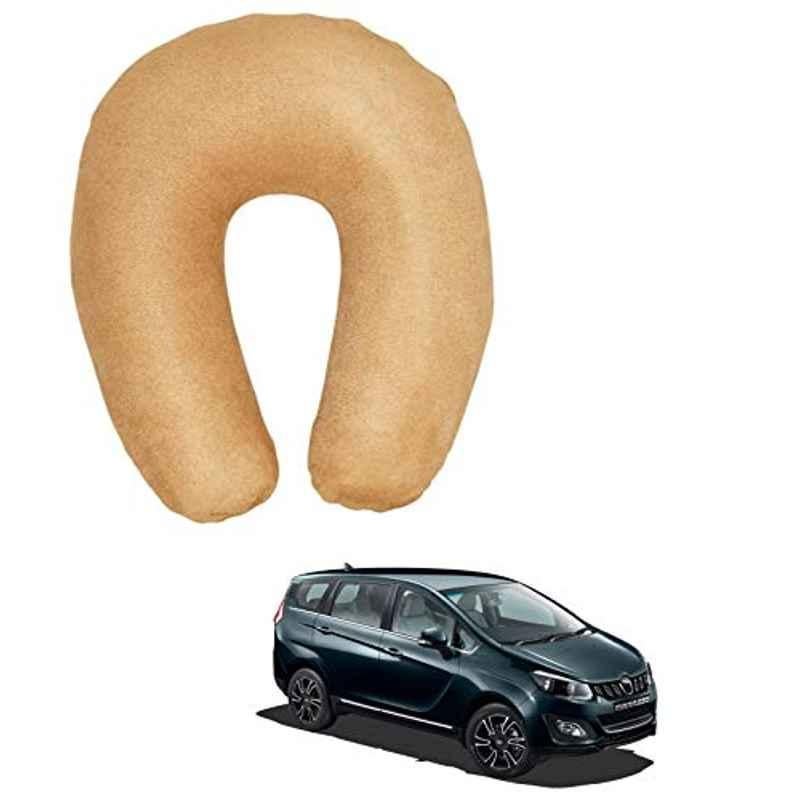 Kozdiko Velvet Beige U-Shape Travel Neck Rest Cushion Pillow for Mahindra Marazzo, Koz-71720