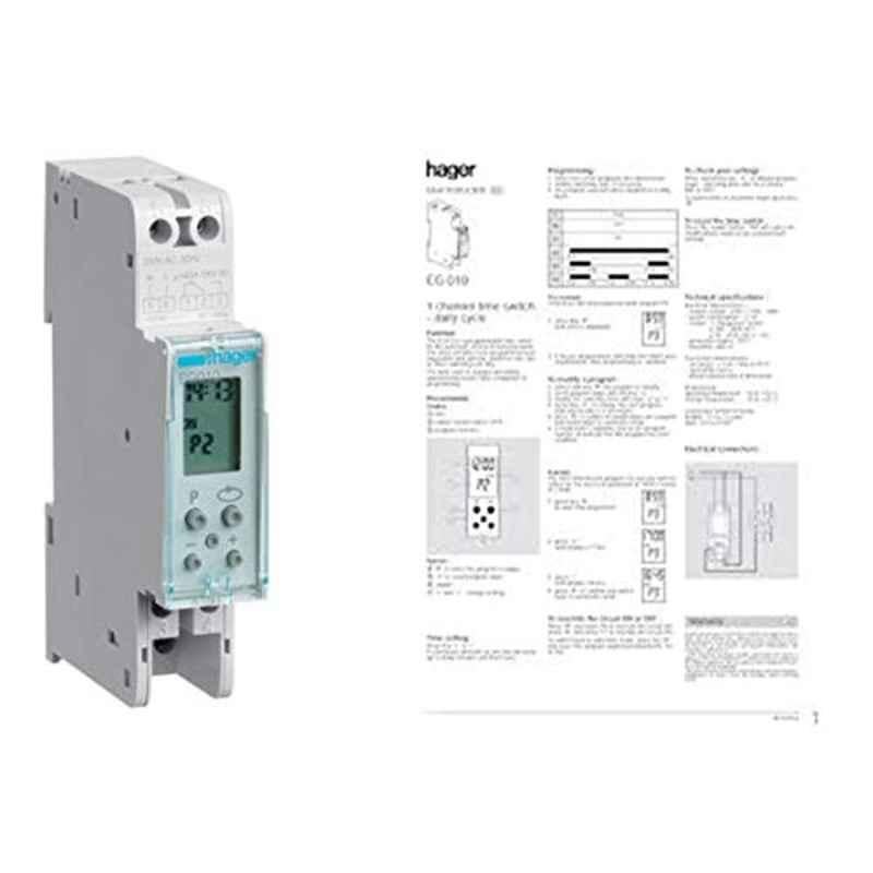 Hager 1W 16A 230V Daily Time Switch, EG010