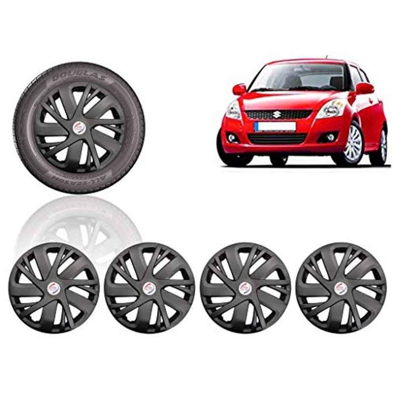 Auto Pearl 4 Pcs 14 inch ABS Black Car Wheel Cover Set for Maruti Suzuki Swift T2