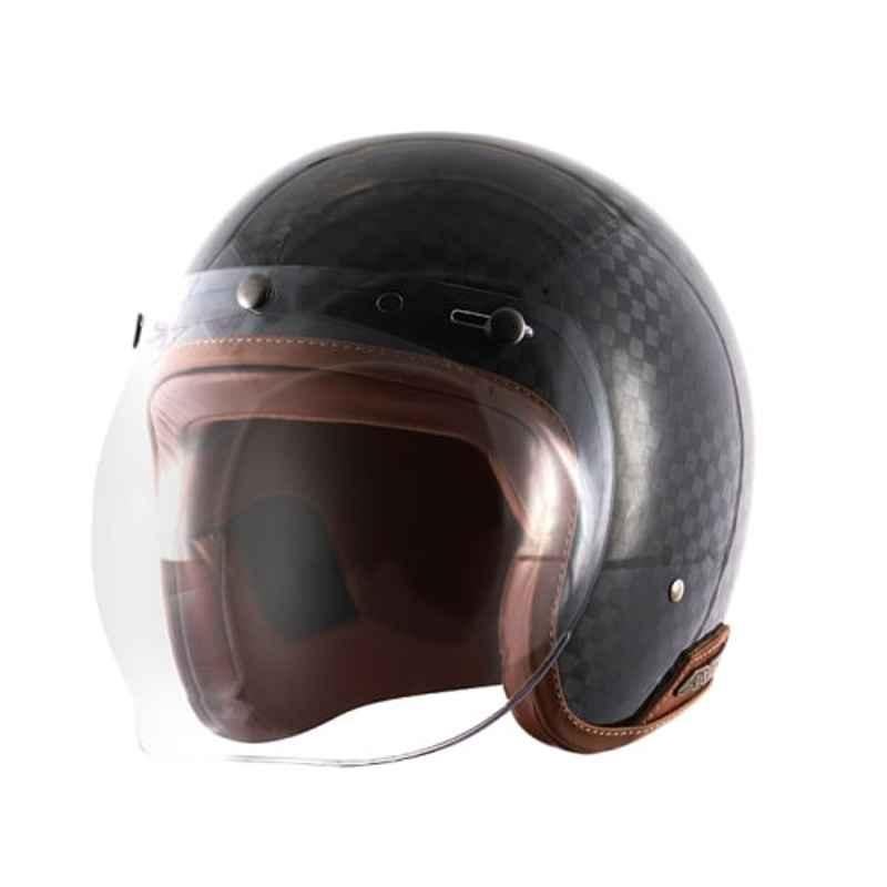 Axor Retro Jet Carbon Fiber Black Open Face Helmet, AHRJCFBCGXL, Size: XL
