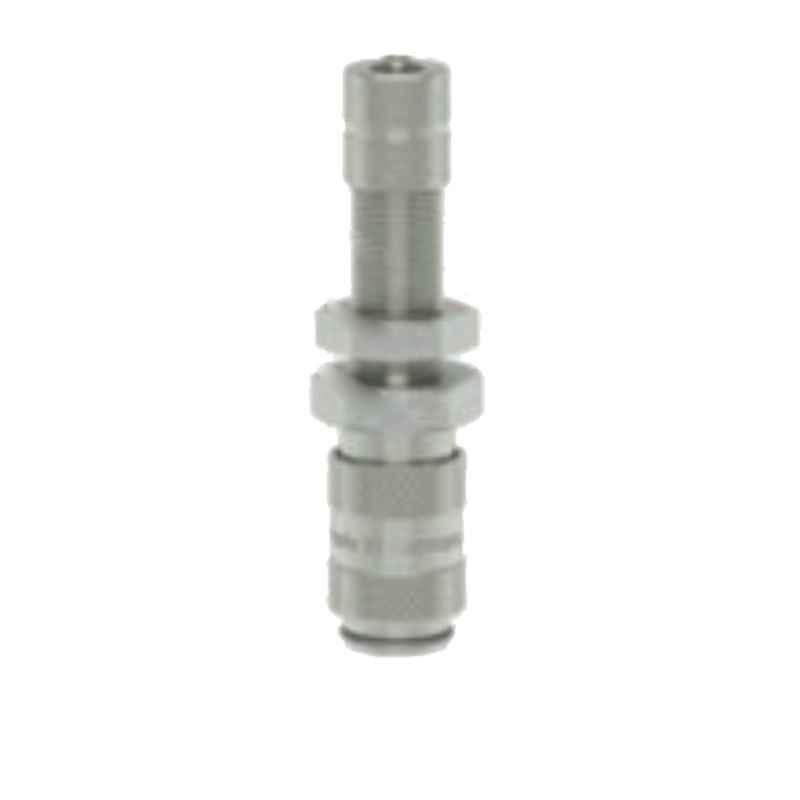 Ludcke 3x4mm Plated ESMCN 34 TQSVO Straight Through Coupling with Hose Squeeze Nut & Bulkhead Screwing, Length: 45 mm