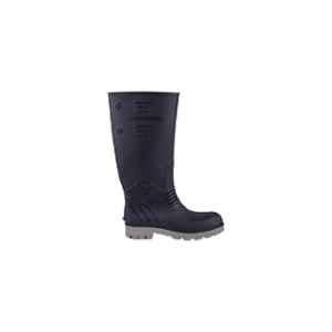 Hillson Torpedo 212 PVC 15 inch Steel Toe Black & Grey Work Gumboots, Size: 9