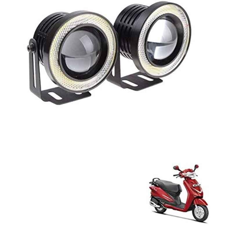 Kozdiko 2 Pcs 15W 3.5 inch High Power White LED Projector COB Fog Light Set with White Angel Eye Ring for Hero Duet, koz_88458