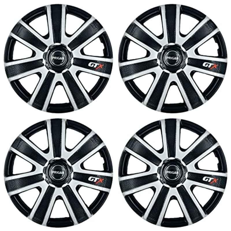 Prigan 4 Pcs 14 inch Polypropylene Black & Silver Wheel Cover Set for Tata Indigo, Gtx-Dc-14-Indigo