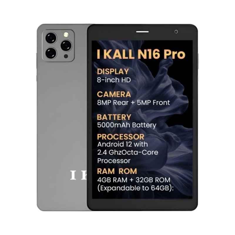 I Kall N16 Pro 4GB/32GB 8 inch Grey 4G Smart Tablet with FHD Display, Android 12 & 5000mAh Battery