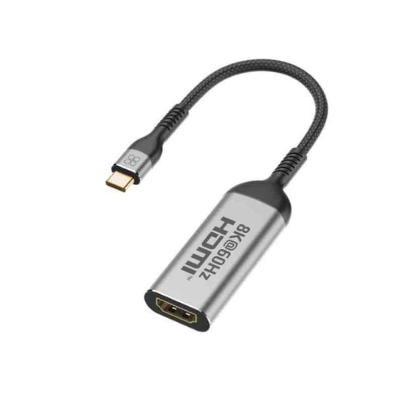 Promate 5cm 8K 60Hz Aluminium Alloy Black USB-C to HDMI Adapter