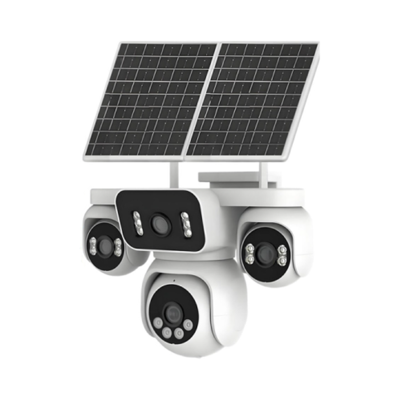 Power Pixel 20MP 8K UHD Four Lens 4G Sim PTZ Solar Camera with Four Views, PIR, Human Detection, Voice Intercom & Inbuilt Battery