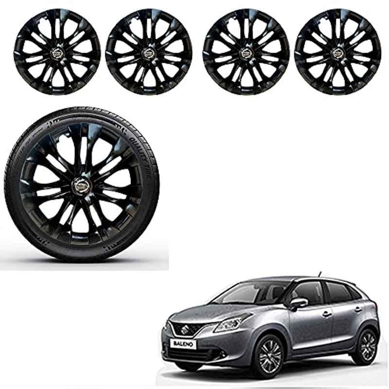 Auto Pearl 4 Pcs 15 inch ABS Black Premium Car Wheel Cover Set for Maruti Suzuki Baleno New, WCBLK18