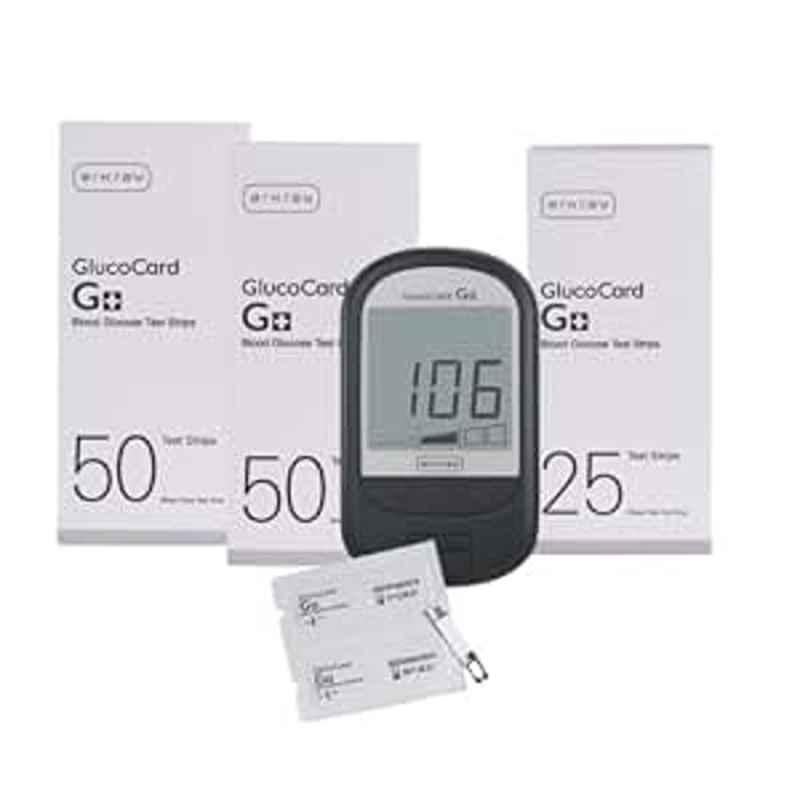 Arkray Glucocard G+ Blood Glucose Monitor with 125 Pcs Strips & 25 Pcs Lancets