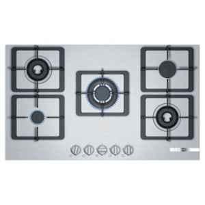Bosch Serie-4 90cm 5 Burner Stainless Steel Gas Hob with Auto Ignition Knob, PCQ9O5B10I