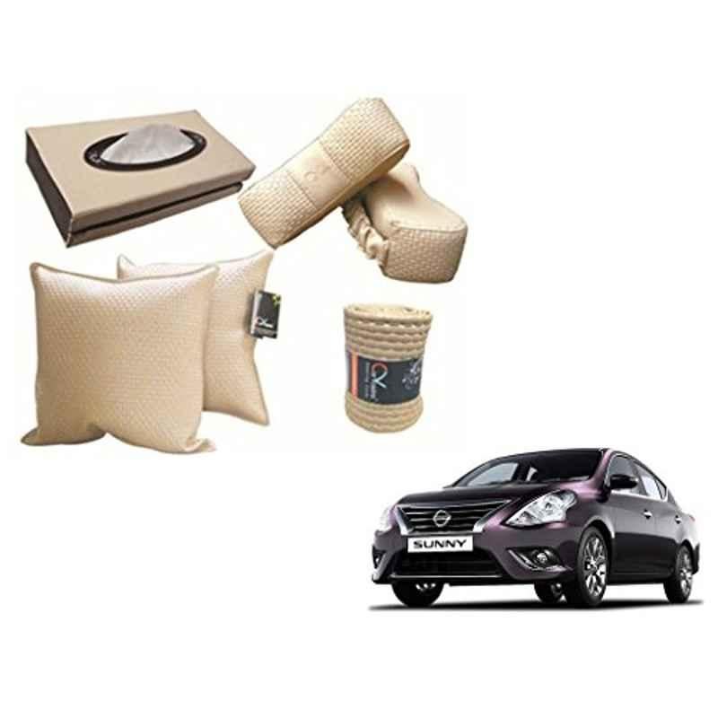 Kozdiko One Pair Black Cushion & One Pair Black Neck Rest Combo for Nissan Sunny