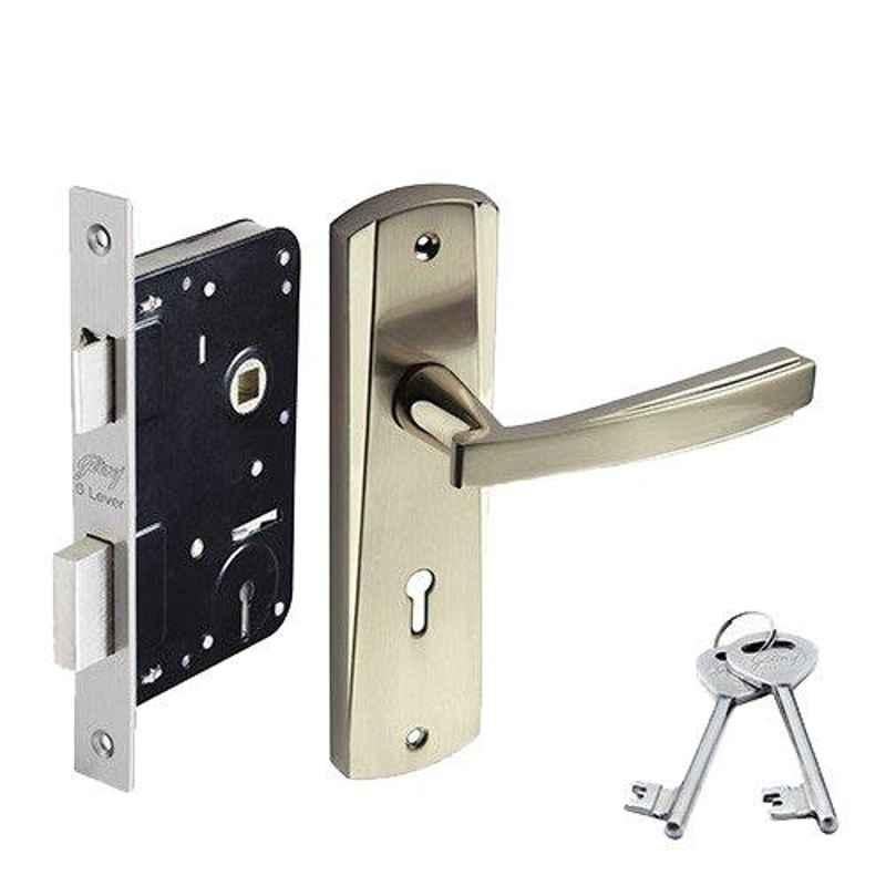 Godrej ELC 06 6 Levers Satin Steel Door Handle with Lock Set, 6649