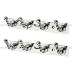 Aligarian 4 Leg Stainless Steel Silver Polished Finish Wall Mounted Rocksy Cloth Hook Hanger (Pack of 2)