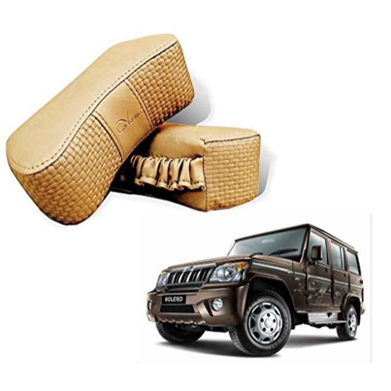 Kozdiko 2 Pcs Memory Foam Beige Neck Rest Cushion Pillow Set for Mahindra Bolero, Koz-5174