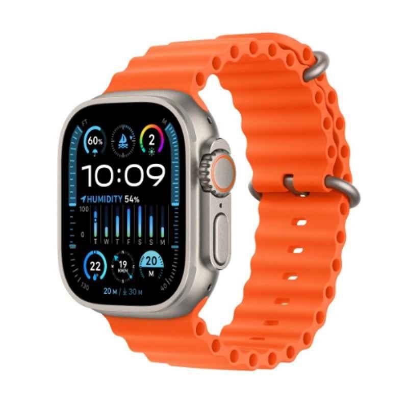 Apple Ultra 2 49mm Titanium Case GPS & Cellular Smart Watch with Orange Ocean Band, MREH3AE/A