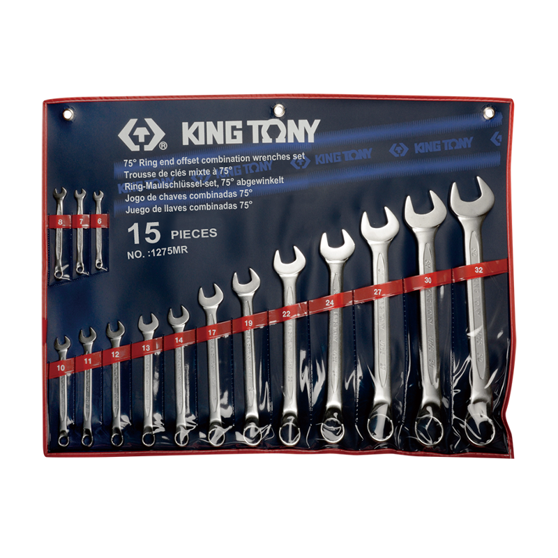 King Tony 15 PCS Offset Combination Wrench Set, 1275MR
