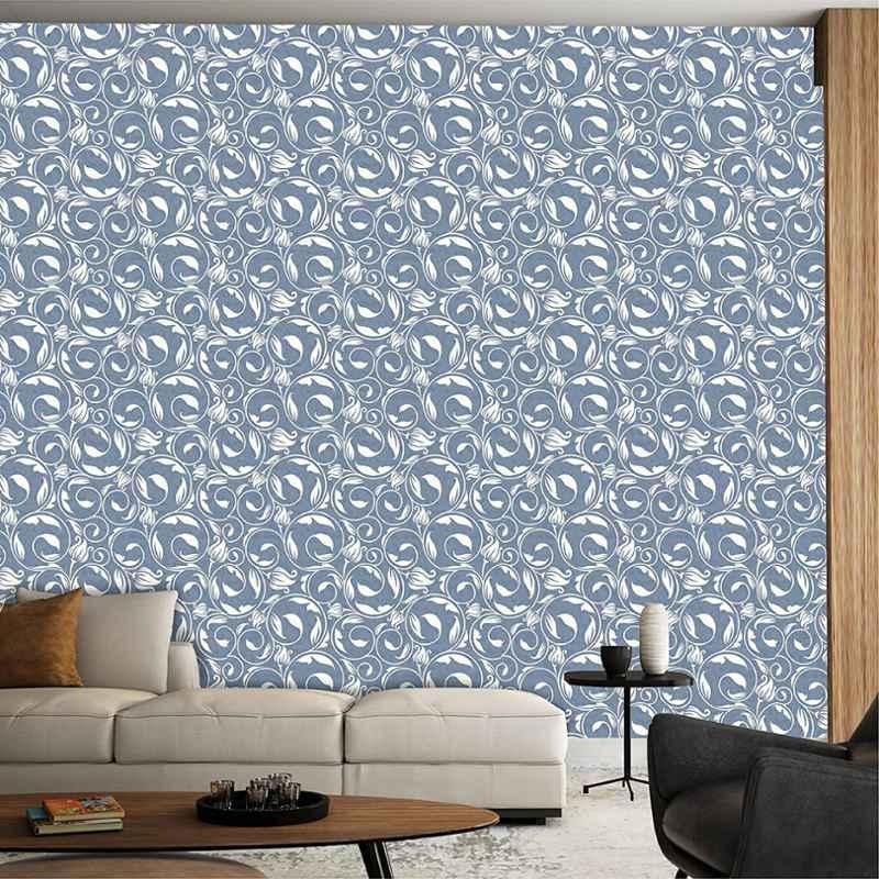 Asian Paints EzyCR8 300x45cm Paper Stone Blue Tendrils & Flowers Self Adhesive Wall Sticker, HPCA25856