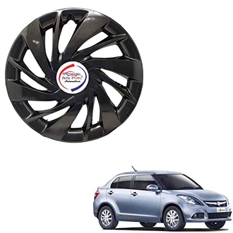 Auto Pearl 4 Pcs 14 inch ABS Black ER31 Hubcap Wheel Cover Set with Retention Ring for Maruti Suzuki Dzire Type 3